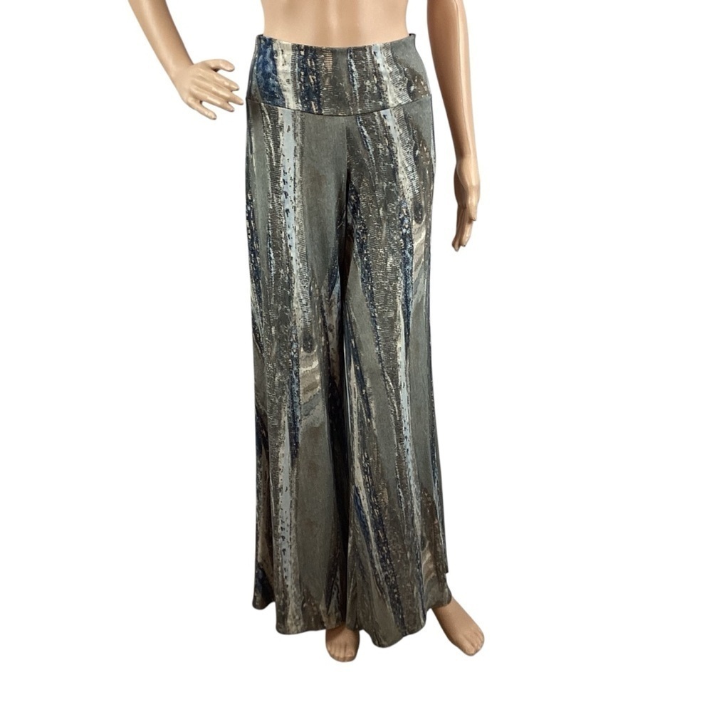 Clara Sunwoo Reptile Print Wide Leg Pants Small Pull-On Multicolor